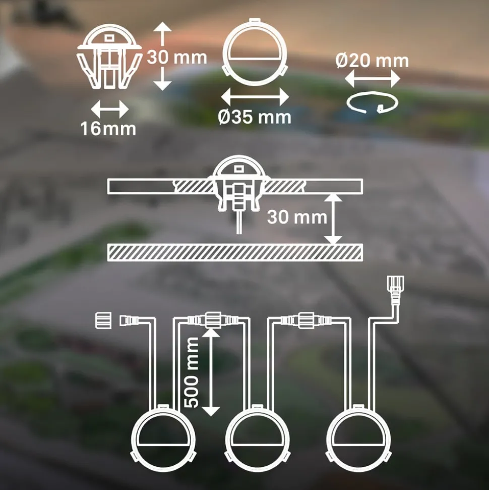LED inbouwspot 3923034, IP65, 12 V, 3-spot verlenging Ø 3,5 cm