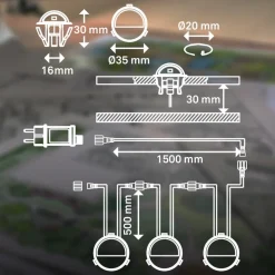 LED inbouwspot 3922034, IP65, 12 V, startset van 3, Ø 3,5 cm