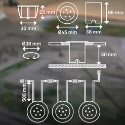 LED inbouwspot 3917032 IP67 12 V 3x verlenging Ø 4,5cm pot