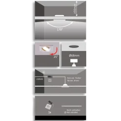 LED inbouwspot Andrej, hoekig, chroom