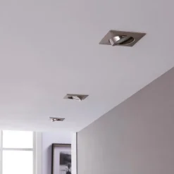 LED inbouwspot Andrej, hoekig, nikkel, set van 3