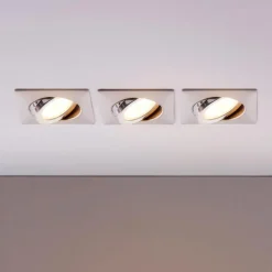 LED inbouwspot Andrej, hoekig, nikkel, set van 3