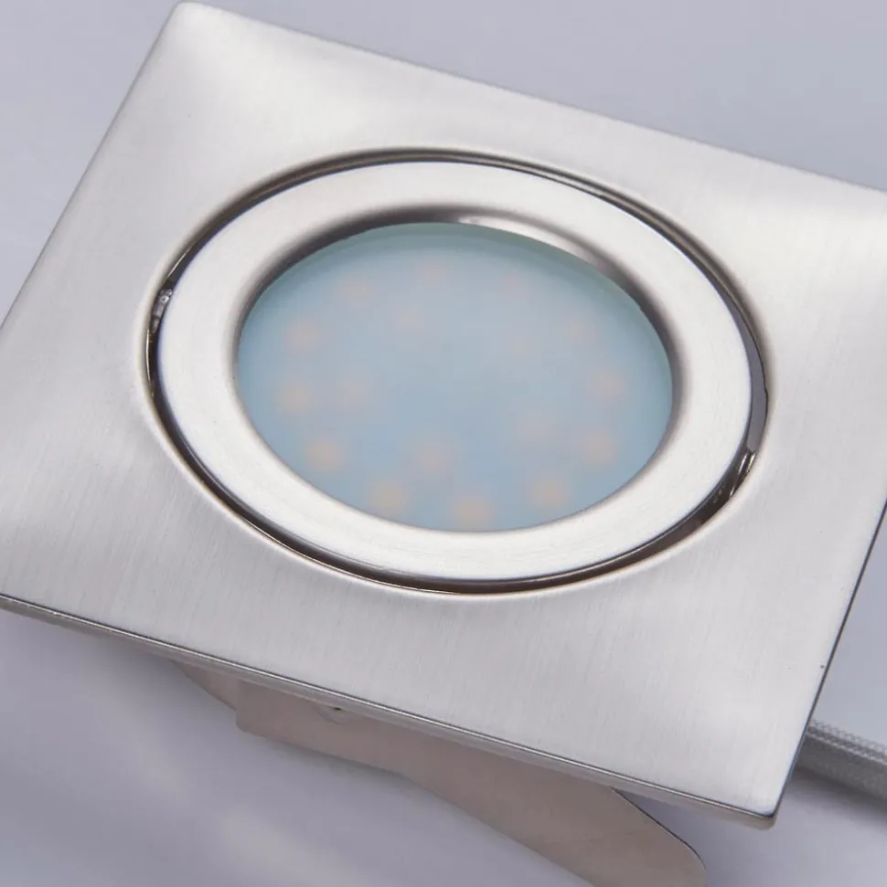 LED inbouwspot Andrej, hoekig, nikkel, set van 3