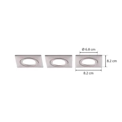 LED inbouwspot Andrej, hoekig, nikkel, set van 3