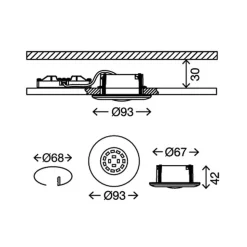 LED inbouwspot Attach One, mat nikkel, IP65