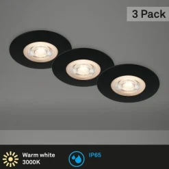 LED inbouwspot Kulana zwart set van 3 IP65