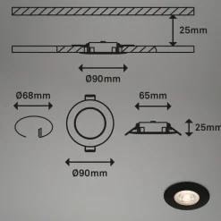 LED inbouwspot Kulana zwart set van 3 IP65