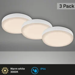 LED inbouwspot Plat, wit, set van 3, 3.000K