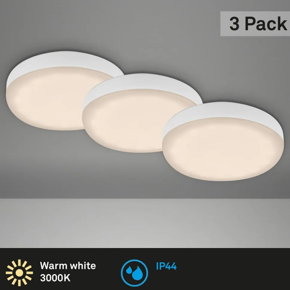 LED inbouwspot Plat, wit, set van 3, 3.000K