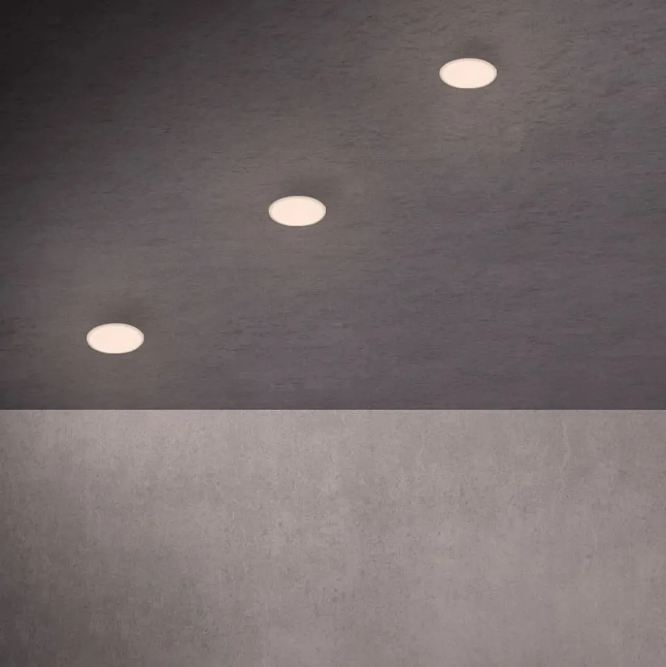 LED inbouwspot Plat, wit, set van 3, 3.000K