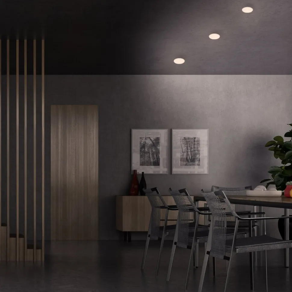 LED inbouwspot Plat, wit, set van 3, 3.000K