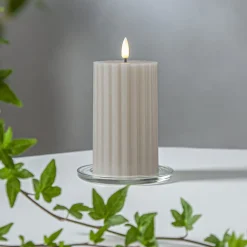 LED kaars Flame Stripe beige 15cm echte was op batterijen