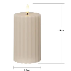 LED kaars Flame Stripe beige 15cm echte was op batterijen