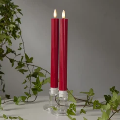 LED kaars Flame Stripe, rood, 25 cm, wax, batterij set van 2