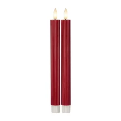 LED kaars Flame Stripe, rood, 25 cm, wax, batterij set van 2