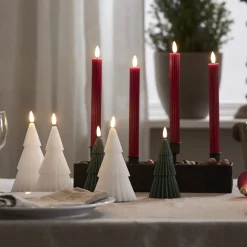LED kaars Flame Stripe, rood, 25 cm, wax, batterij set van 2