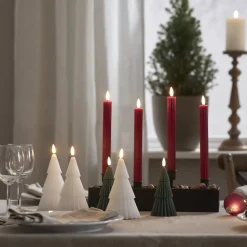 LED kaars Flame Stripe, rood, 25 cm, wax, batterij set van 2