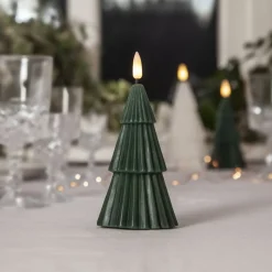 LED kaars Flamme Grany, groen, 15 cm, echte was, werkt op batterijen