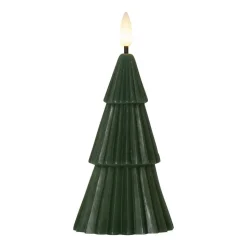 LED kaars Flamme Grany, groen, 15 cm, echte was, werkt op batterijen