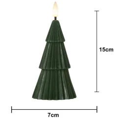 LED kaars Flamme Grany, groen, 15 cm, echte was, werkt op batterijen