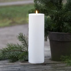 LED kaars Flamme Rak 32,5 cm wit kunststof op batterijen