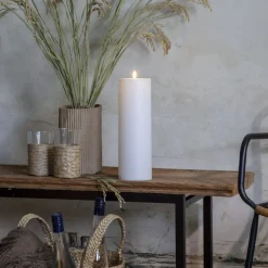 LED kaars Flamme Rak 32,5 cm wit kunststof op batterijen
