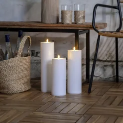 LED kaars Flamme Rak 32,5 cm wit kunststof op batterijen