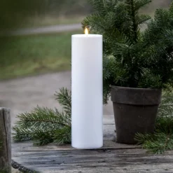 LED kaars Flamme Rak 37,5 cm wit kunststof op batterijen