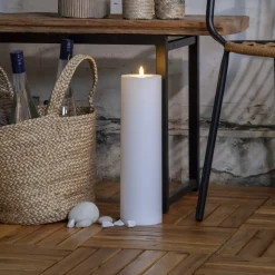 LED kaars Flamme Rak 37,5 cm wit kunststof op batterijen