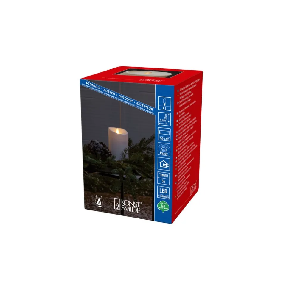 LED kaars IP44 roomwit gesmolten hoogte 14cm