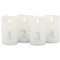 LED kaars Sara Advent 4st hoogte 12,5cm wit/zilver