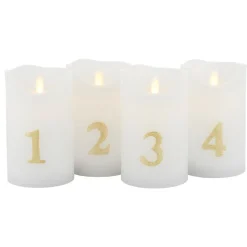 LED kaars Sara Advent 4st hoogte 12,5cm wit/goud