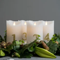 LED kaars Sara Advent 4st hoogte 12,5cm wit/goud