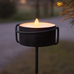 LED kaars Zaklamp Kaars zwart metaal/wax op batterijen