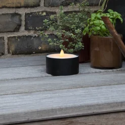 LED kaars Zaklamp Kaars zwart metaal/wax op batterijen