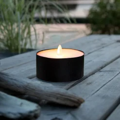 LED kaars Zaklamp Kaars zwart metaal/wax op batterijen