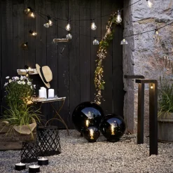 LED kaars Zaklamp Kaars zwart metaal/wax op batterijen