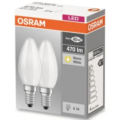 LED kaarslamp E14 4W 827 mat 2 per set