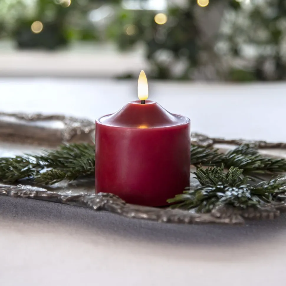 LED kaarsvlam, hoogte 9,5 cm rood echt was op batterijen