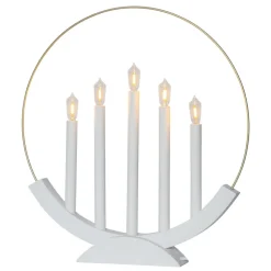 LED kandelaar Brace, 5-lamps, wit/goud