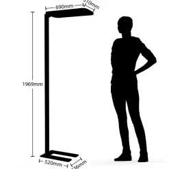 LED kantoor vloerlamp Nelus Neo, dimmer en sensor