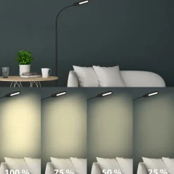 LED kantoor vloerlamp Office Step, dimbaar, zwart