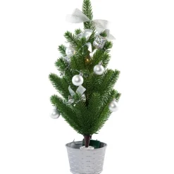 LED kerstboom met decoratie in zilver