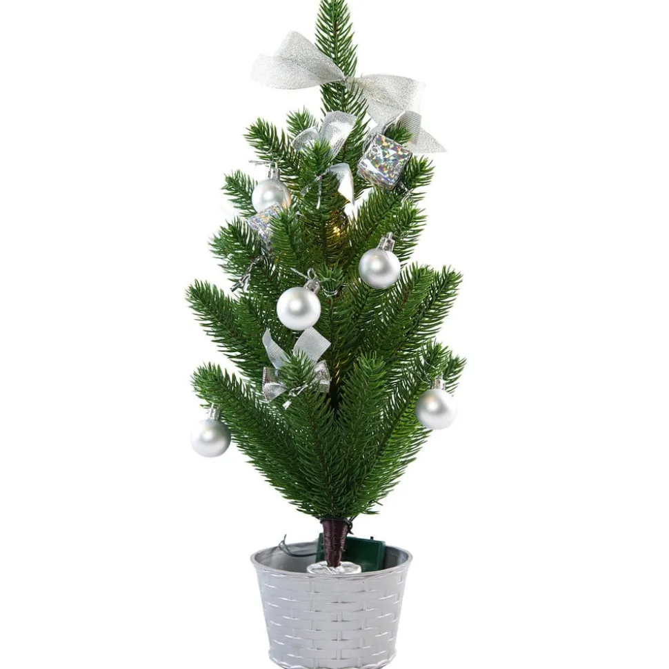 LED kerstboom met decoratie in zilver