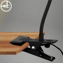 LED klemlamp Fleks, zwart, flexibel, metaal