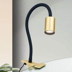 LED klemlamp Kurt messing-mat