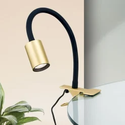 LED klemlamp Kurt messing-mat