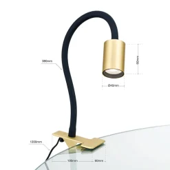 LED klemlamp Kurt messing-mat