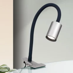 LED klemlamp Kurt nikkel-mat