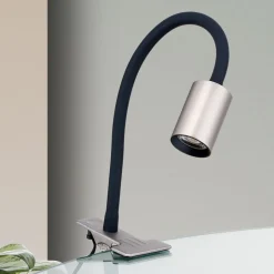 LED klemlamp Kurt nikkel-mat
